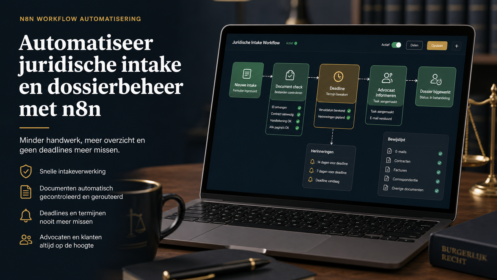 n8n voor juridische workflows: intake, documenten en deadlines beter organiseren