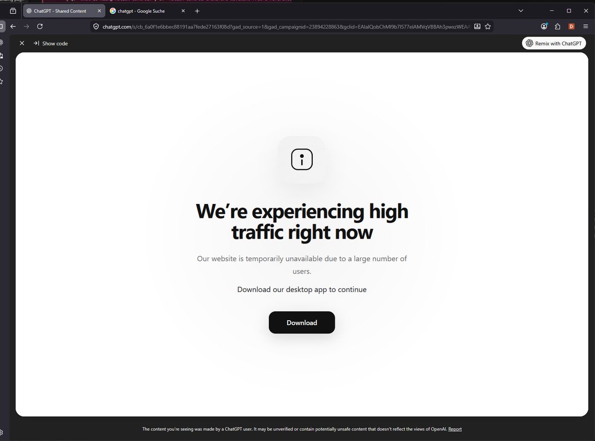 Verdachte ChatGPT-downloadpagina na klik