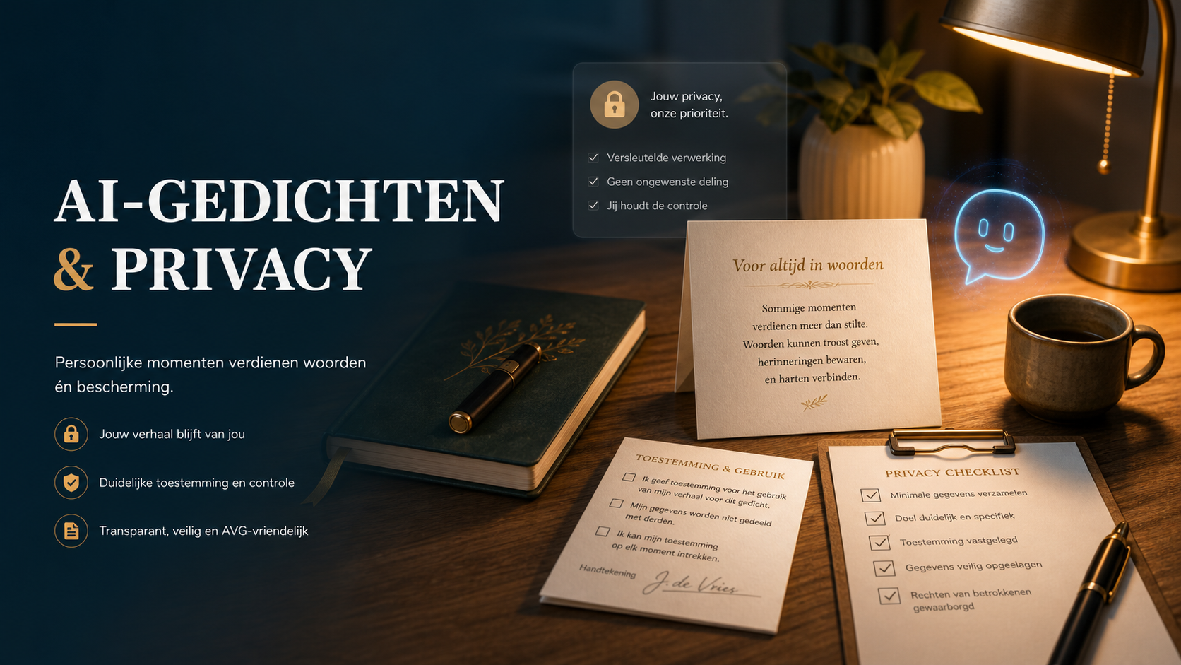 AI-gedichten bij persoonlijke gebeurtenissen: privacy en toestemming goed regelen