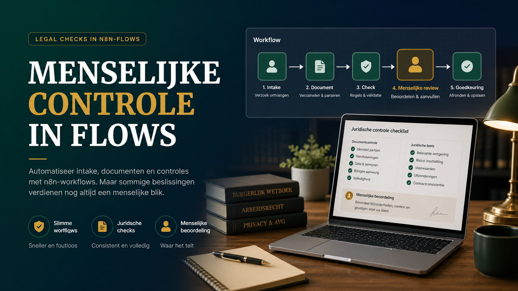 Juridische checks in n8n-flows: wanneer een menselijke controle nodig blijft
