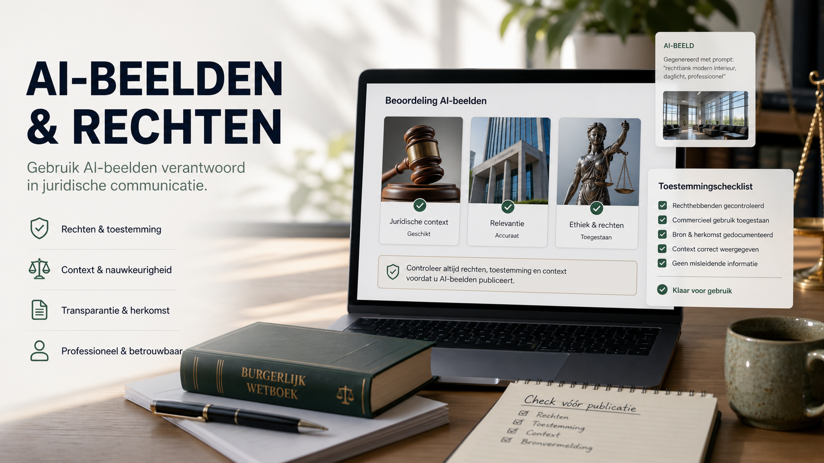 AI-afbeeldingen gebruiken in juridische communicatie: rechten, toestemming en context