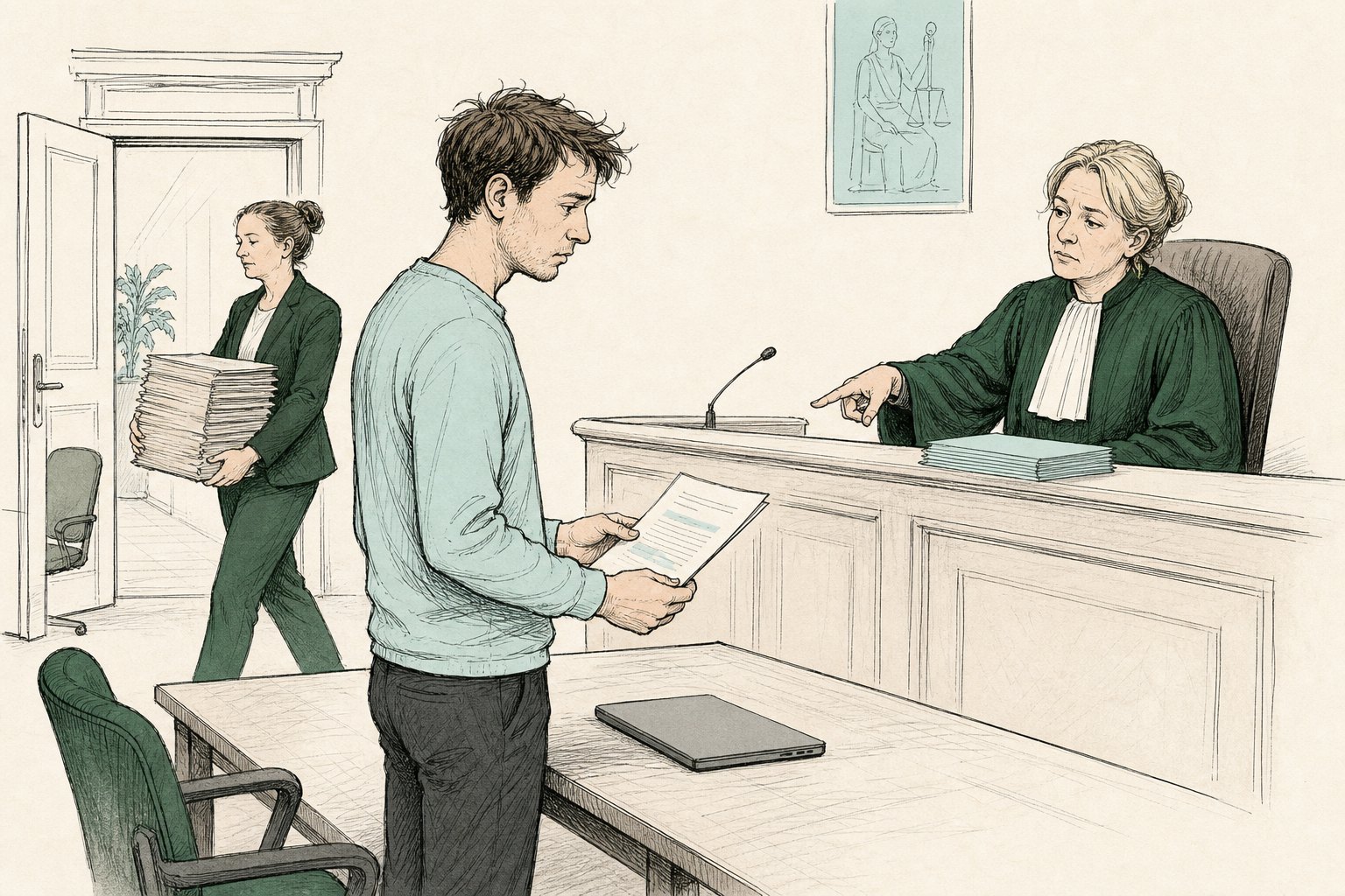 Uitzendkracht met een dun verzoekschrift tegenover een kantonrechter die op de ontbrekende stukken wijst