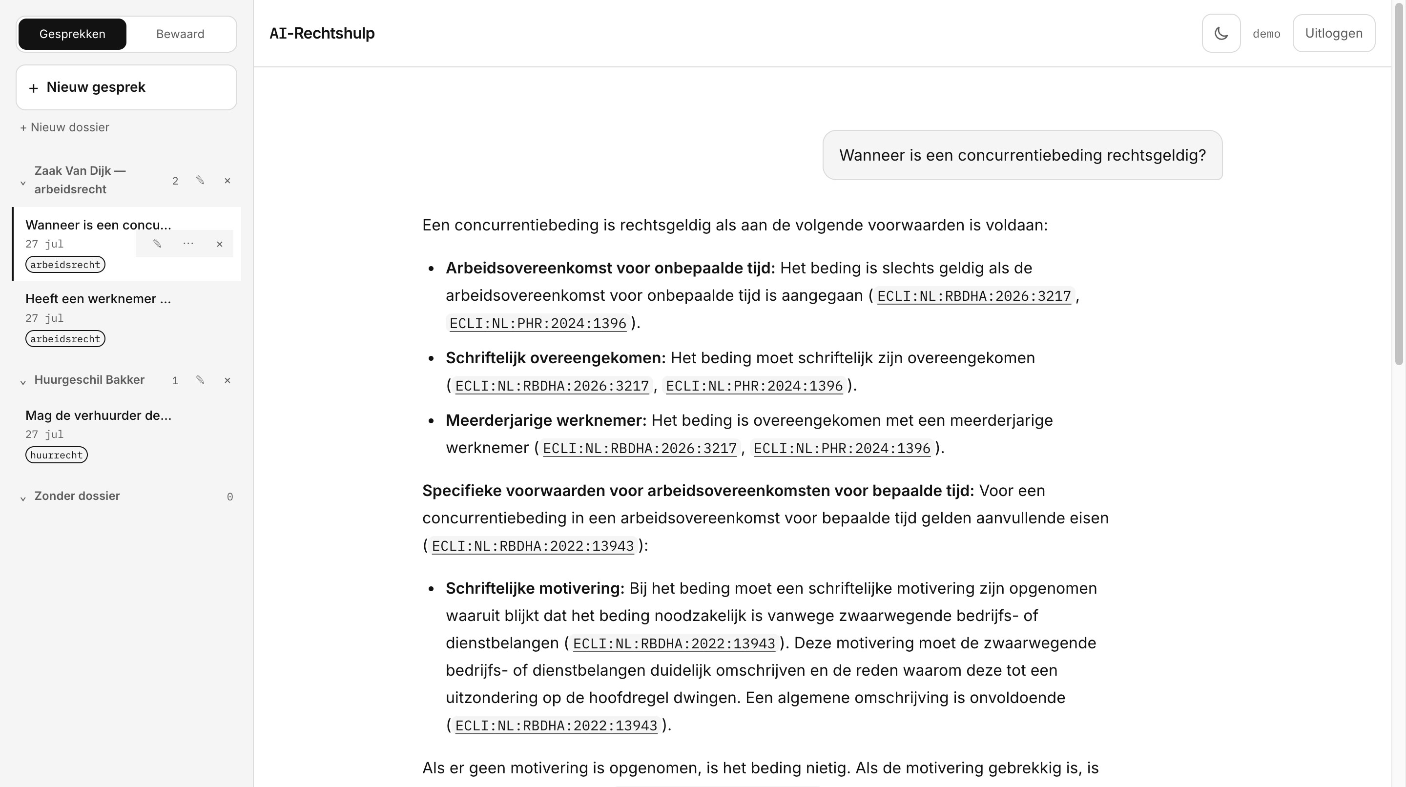 Antwoord op de vraag wanneer een concurrentiebeding rechtsgeldig is, met ECLI-verwijzingen